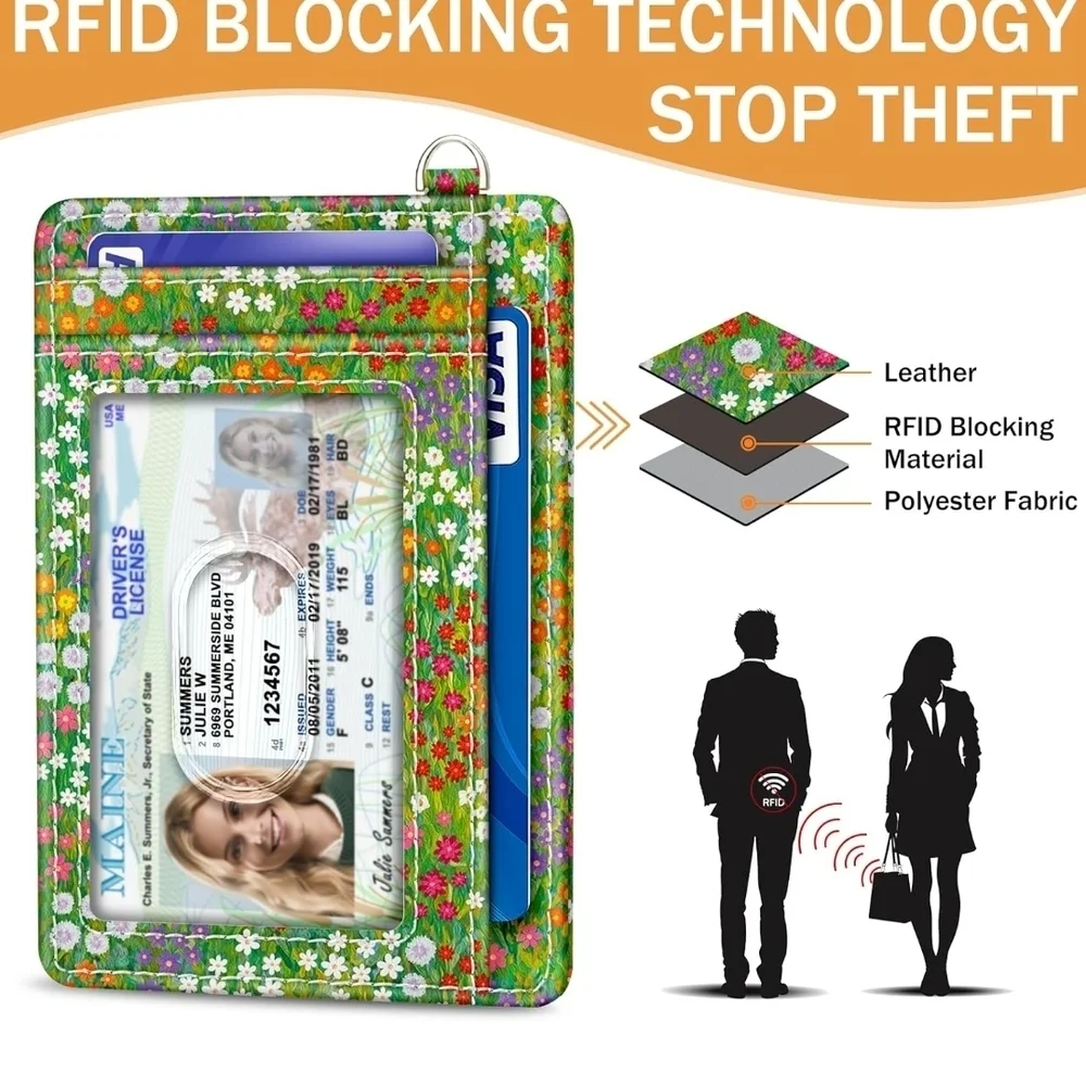 Floral RFID Blocking Wallet with ID Window